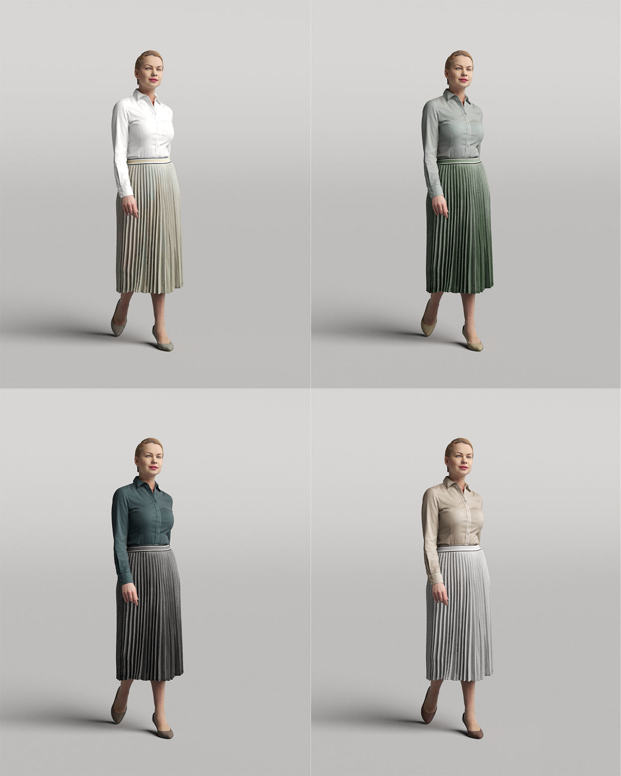 Humano Casual woman standing and walking 0403 3D model_4