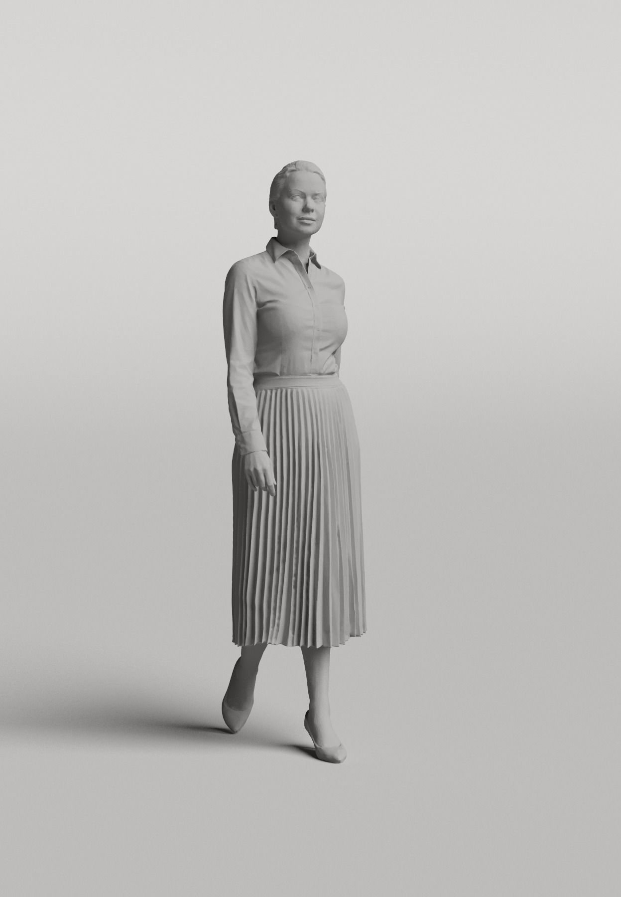 Humano Casual woman standing and walking 0403 3D model_3