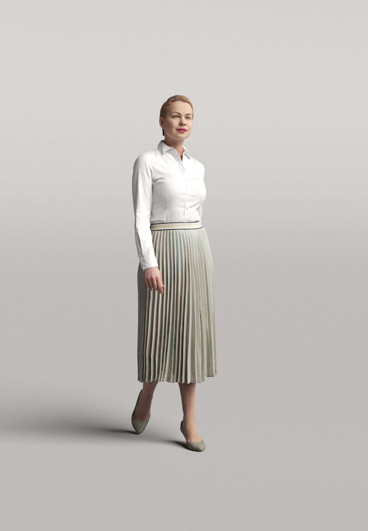 Humano Casual woman standing and walking 0403 3D model_1