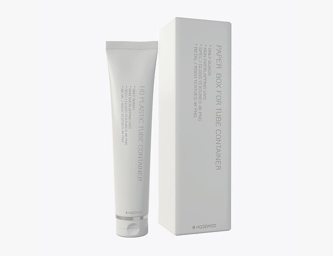 Plastic tube container with paper box 04 3D model