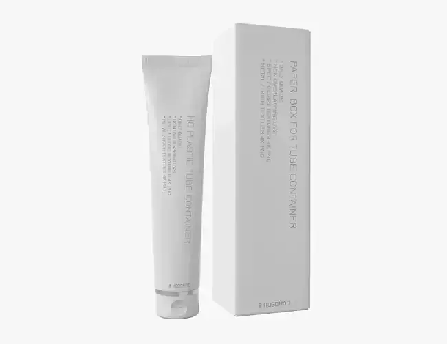 Plastic tube container with paper box 04 3D model