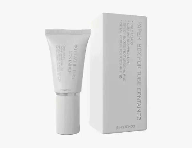 Plastic tube container with paper box 05 3D model