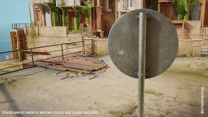 Lowpoly CITY TRAFFIC STREET SIGN No Bicycles VR AR Games 3D PBR  Low-poly 3D model 7