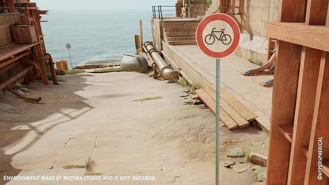 Lowpoly CITY TRAFFIC STREET SIGN No Bicycles VR AR Games 3D PBR  Low-poly 3D model 2