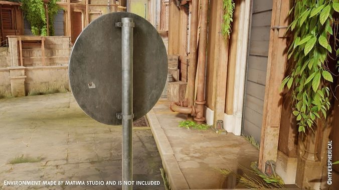 Lowpoly CITY TRAFFIC STREET SIGN No Bicycles VR AR Games 3D PBR  Low-poly 3D model 6