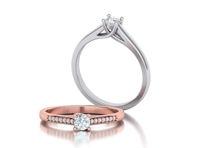 Engagement Solitaire ring 4prong Own design 3D print model