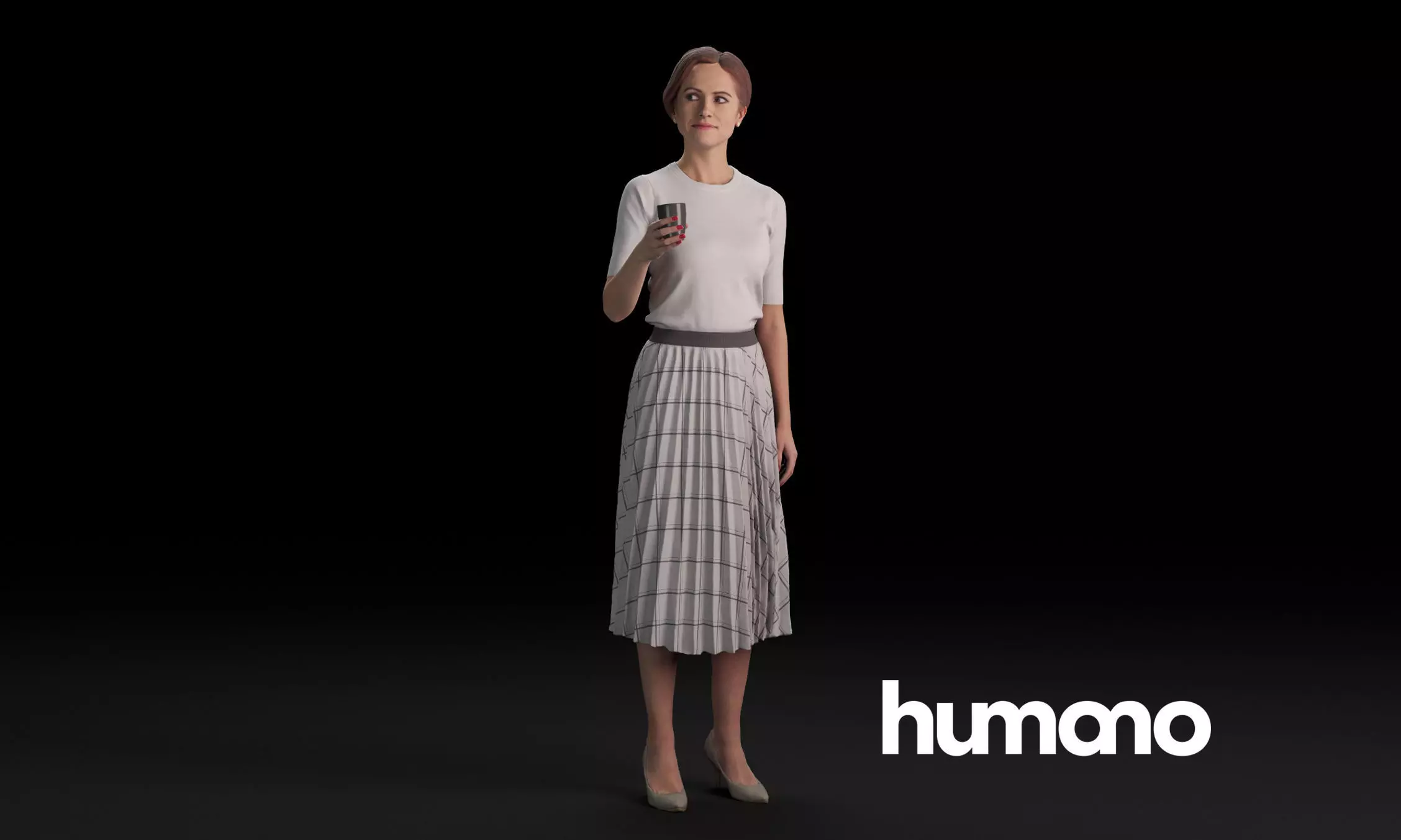 Humano Casual woman standing with a mug 0404 3D model_0
