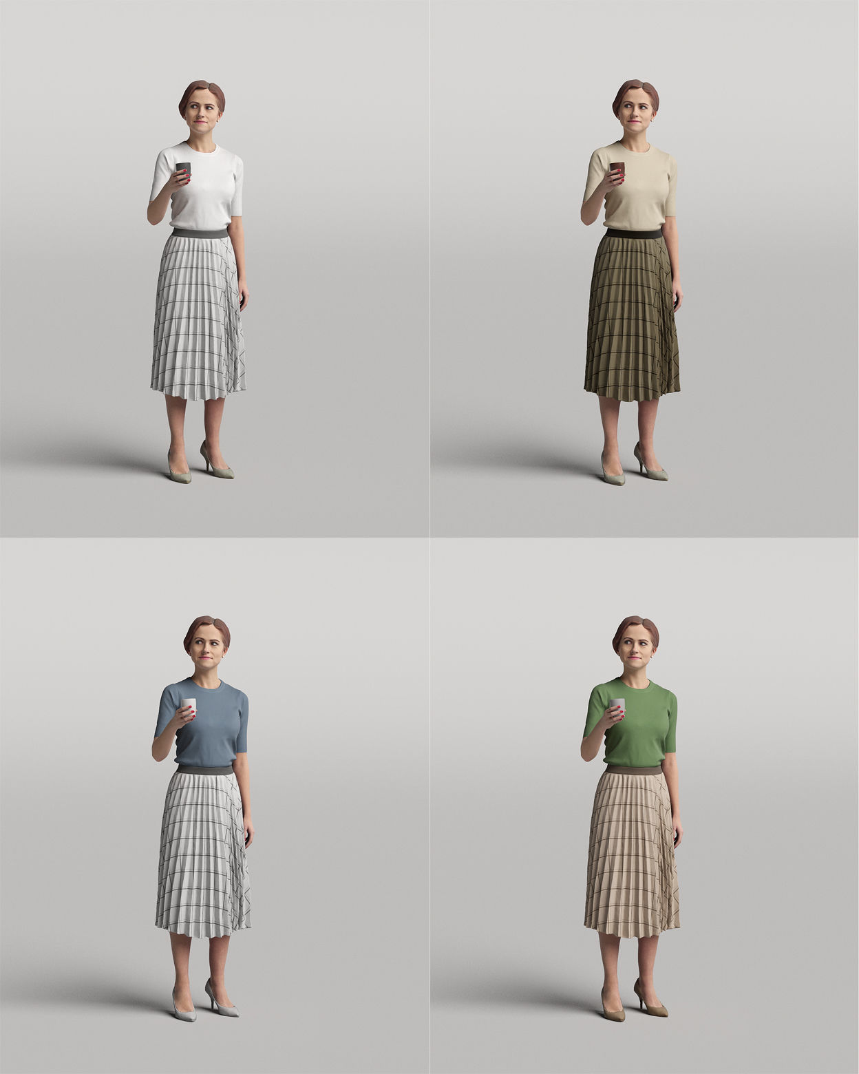 Humano Casual woman standing with a mug 0404 3D model_4