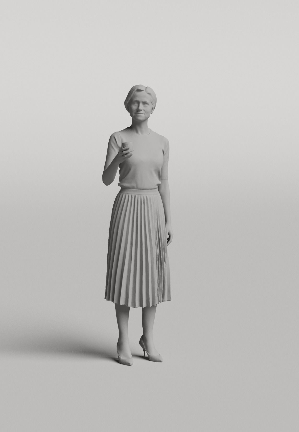 Humano Casual woman standing with a mug 0404 3D model_3