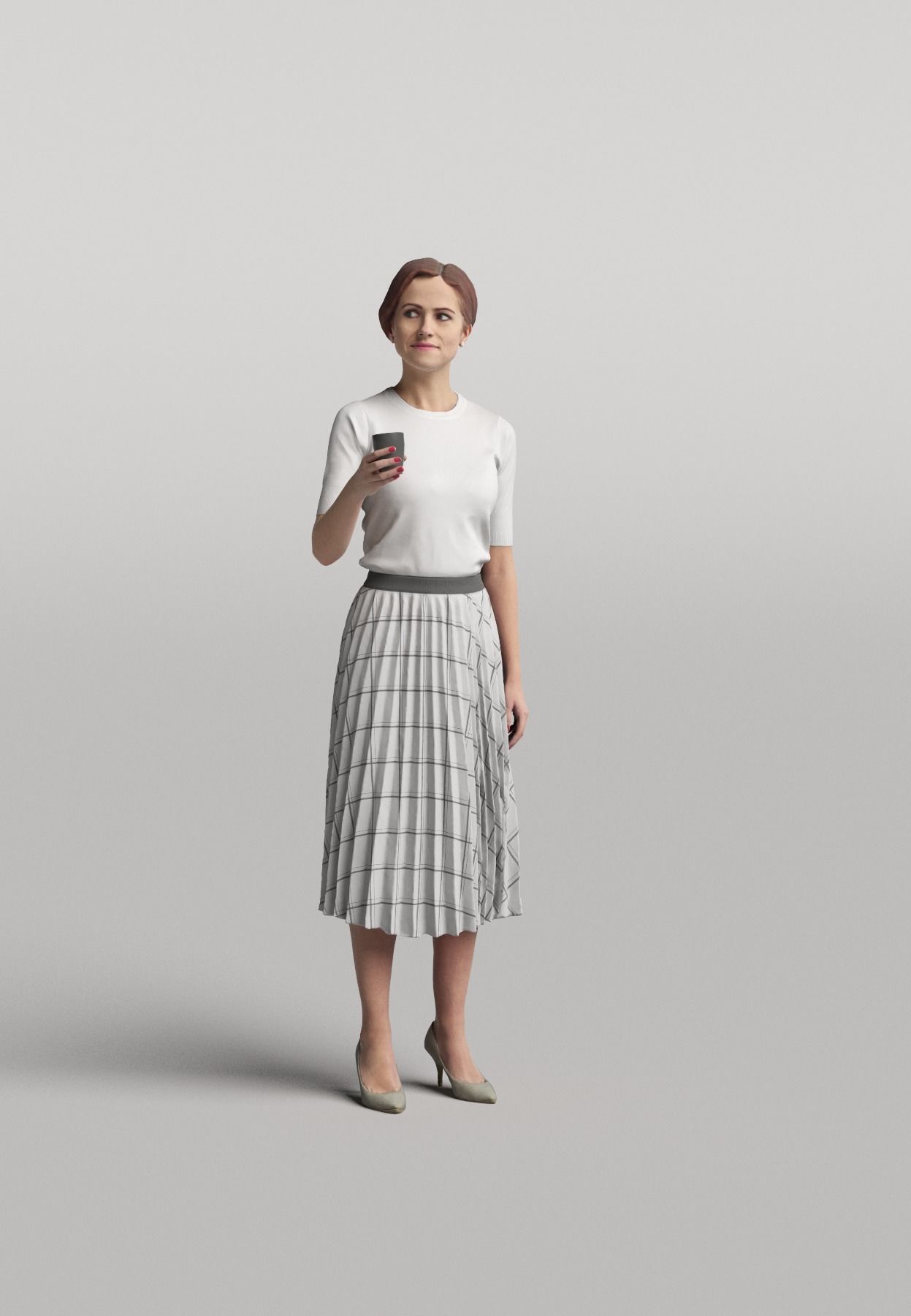 Humano Casual woman standing with a mug 0404 3D model_1