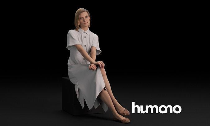 Humano Casual woman sitting and looking 0405 3D model
