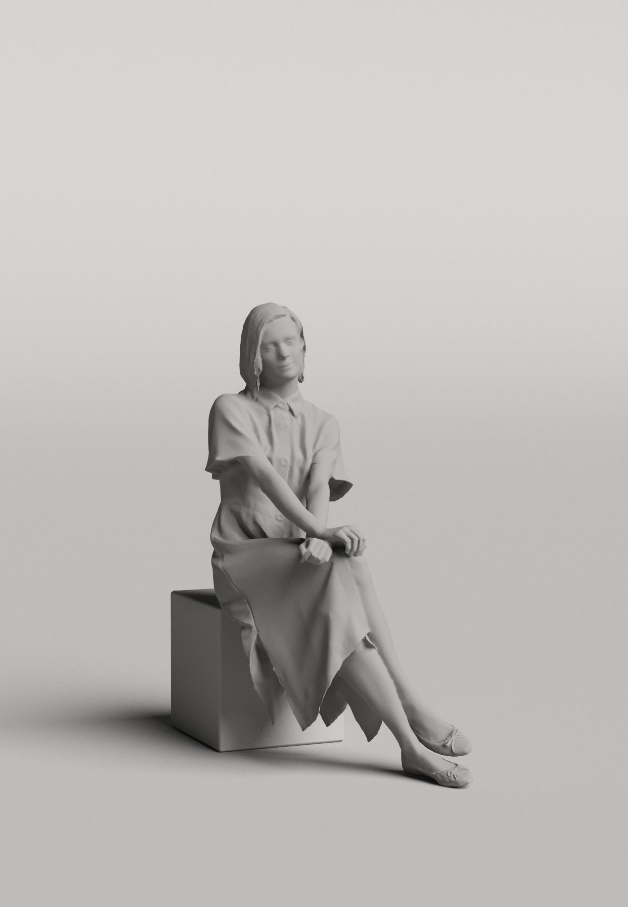 Humano Casual woman sitting and looking 0405 3D model_3