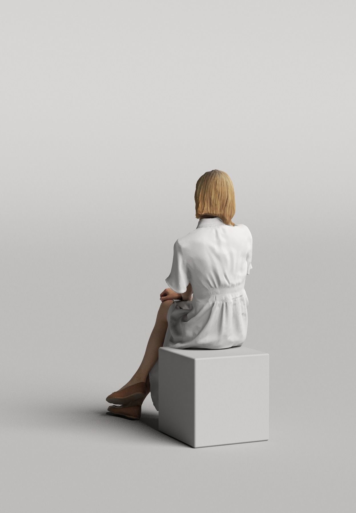Humano Casual woman sitting and looking 0405 3D model_2