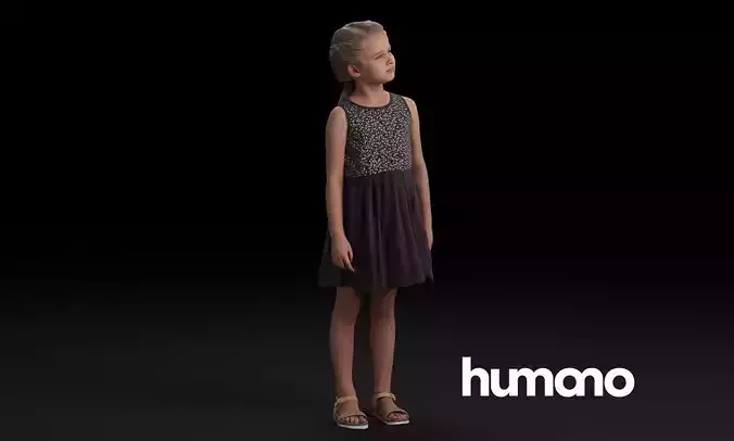 Humano Casual child standing and looking 0406 3D model