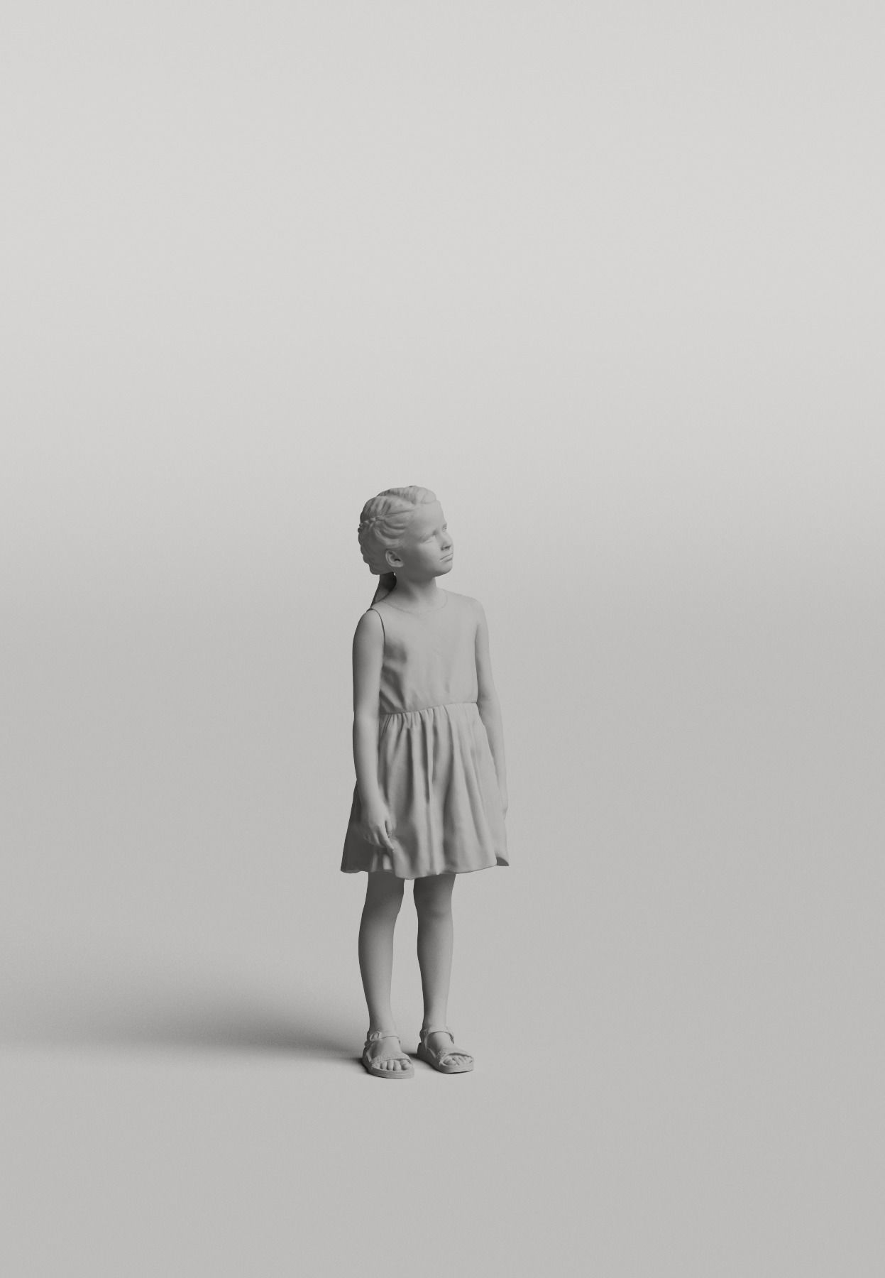 Humano Casual child standing and looking 0406 3D model_3