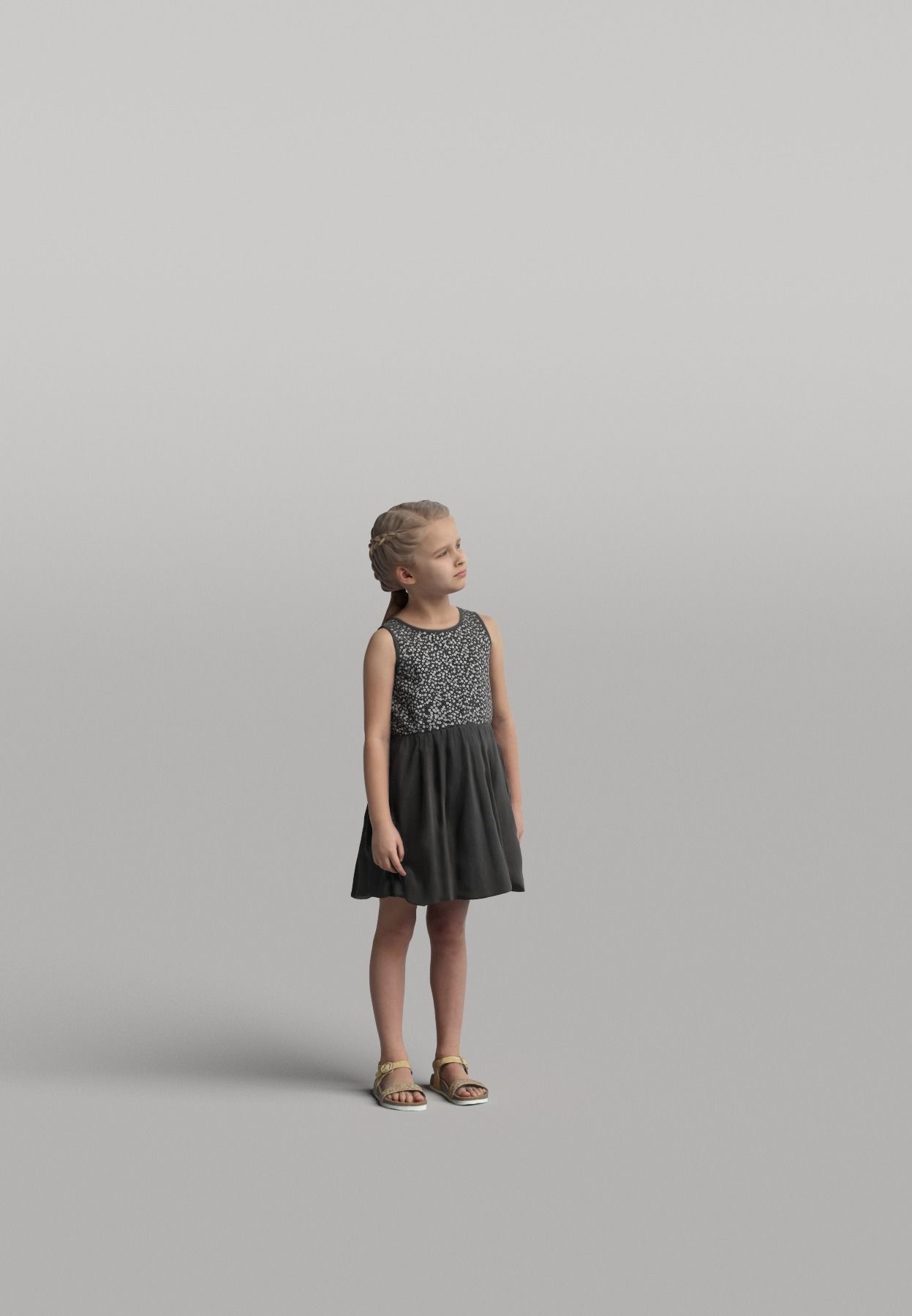 Humano Casual child standing and looking 0406 3D model_1