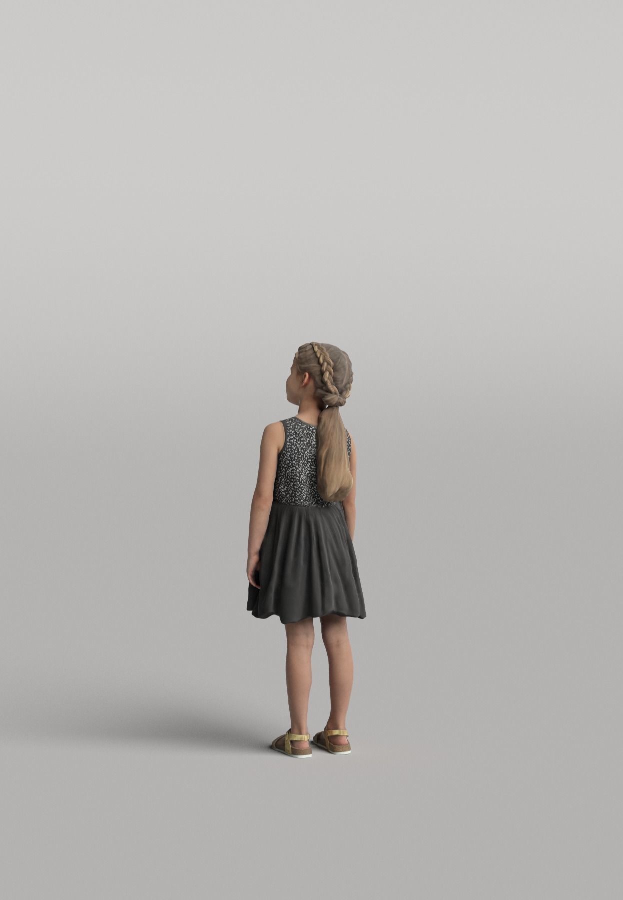 Humano Casual child standing and looking 0406 3D model_2