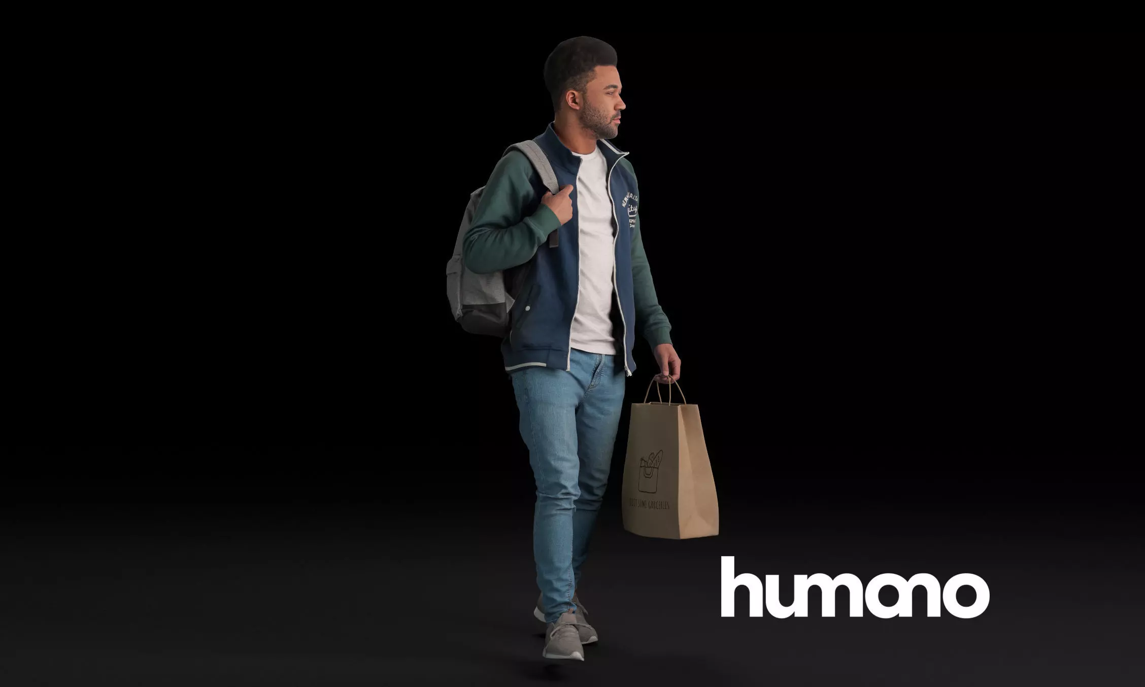 Humano Casual man walking and shopping 0407 3D model