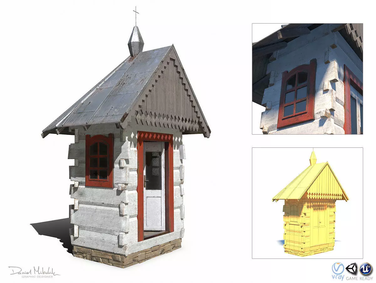 Chapel - Slav Architecture Low-poly 3D model_0