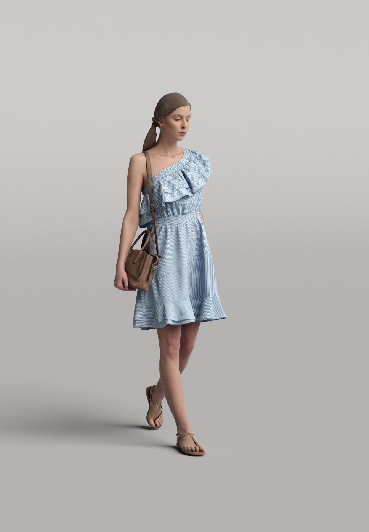 Humano Casual woman standing and walking 0401 3D model_1