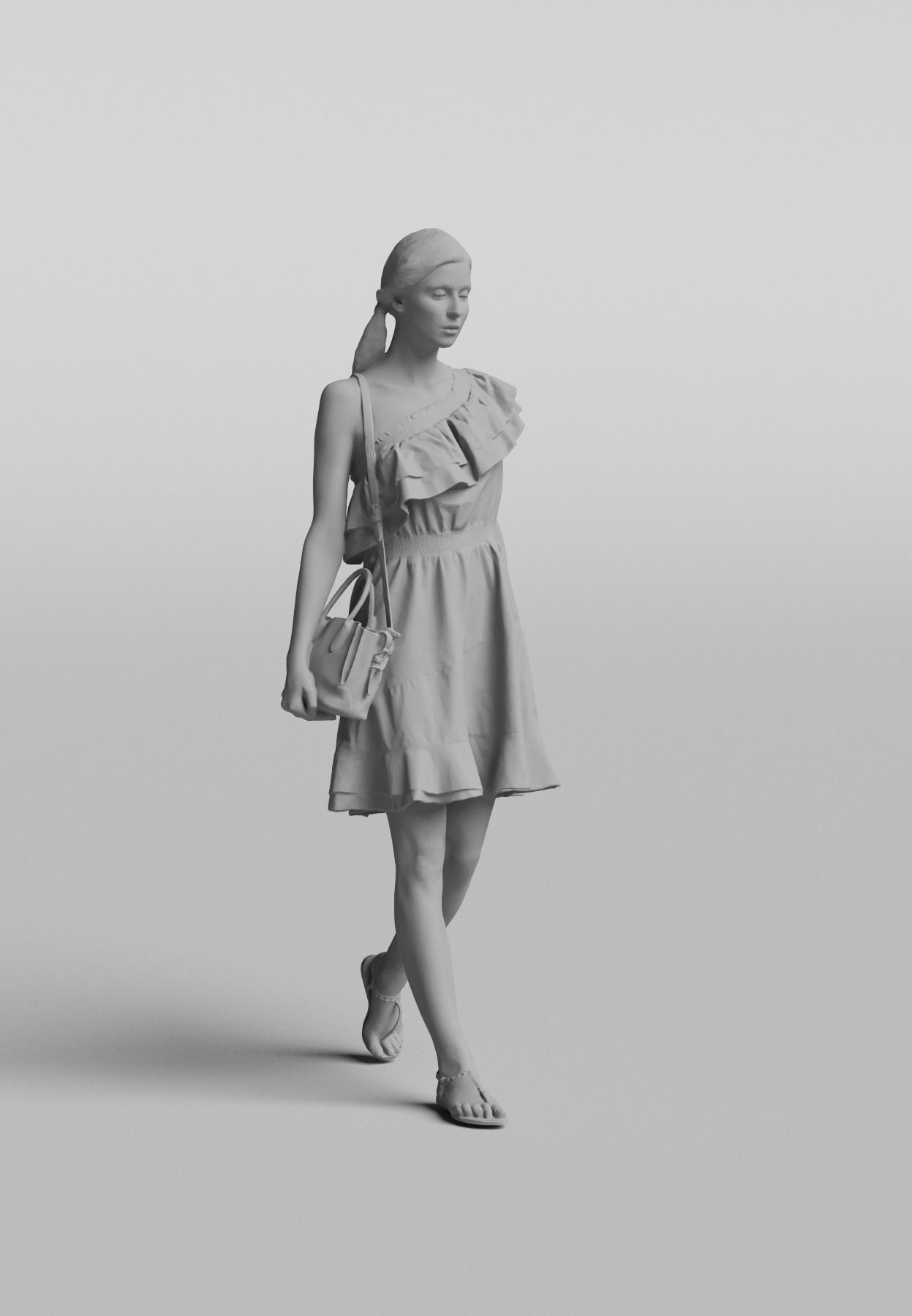 Humano Casual woman standing and walking 0401 3D model_3