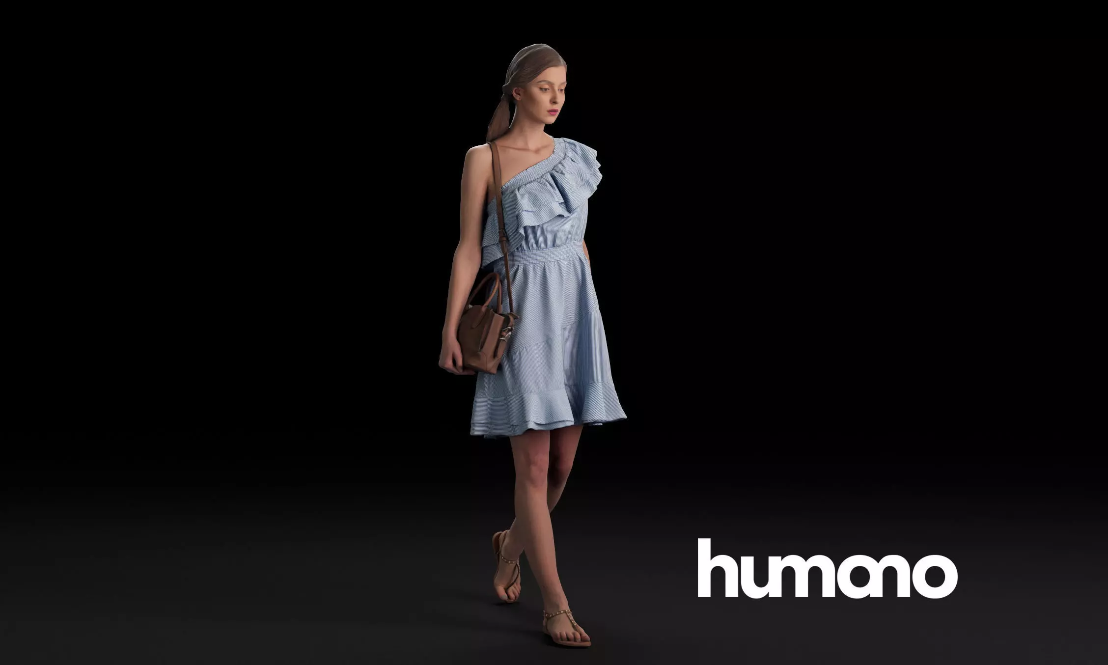 Humano Casual woman standing and walking 0401 3D model_0