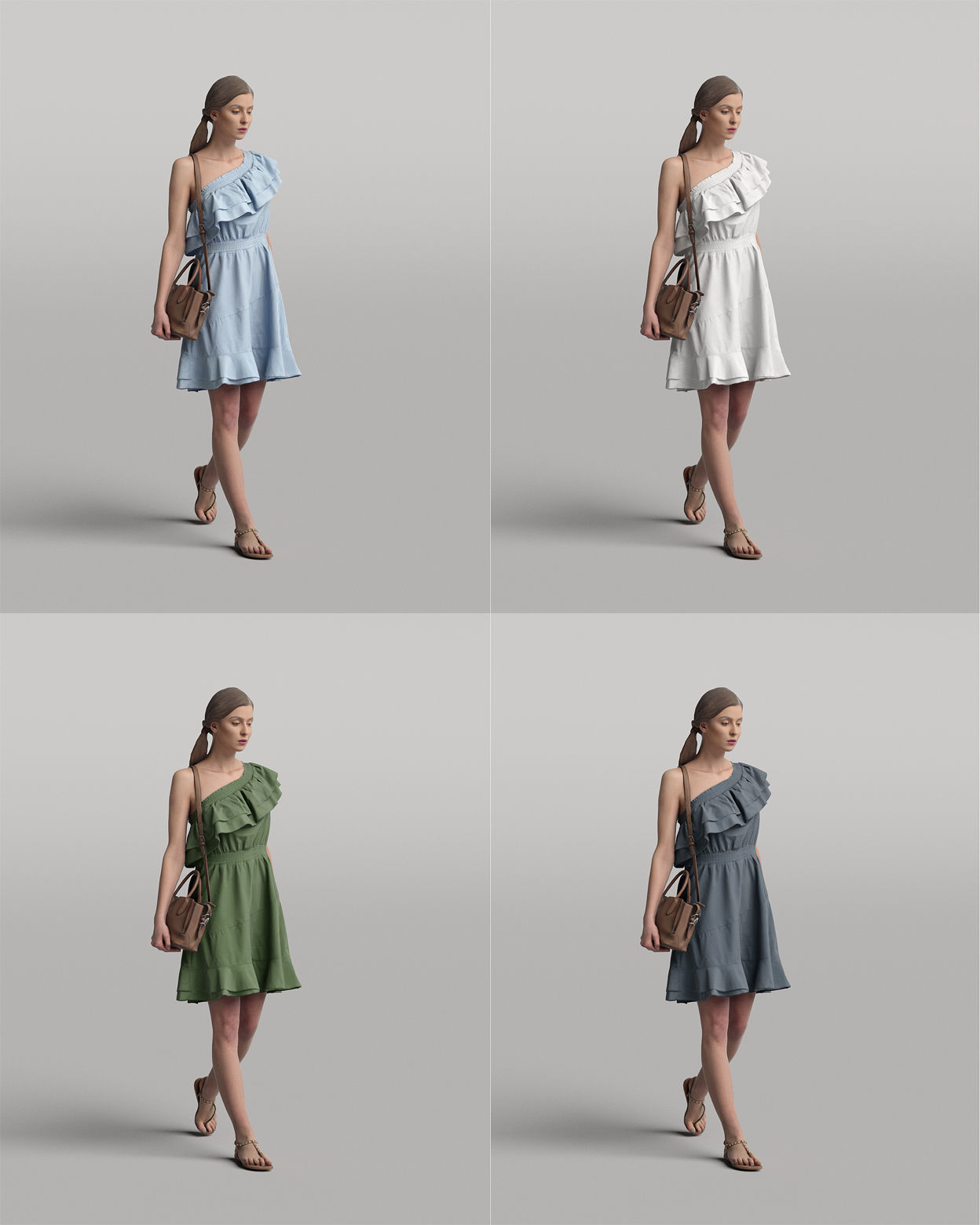 Humano Casual woman standing and walking 0401 3D model_4