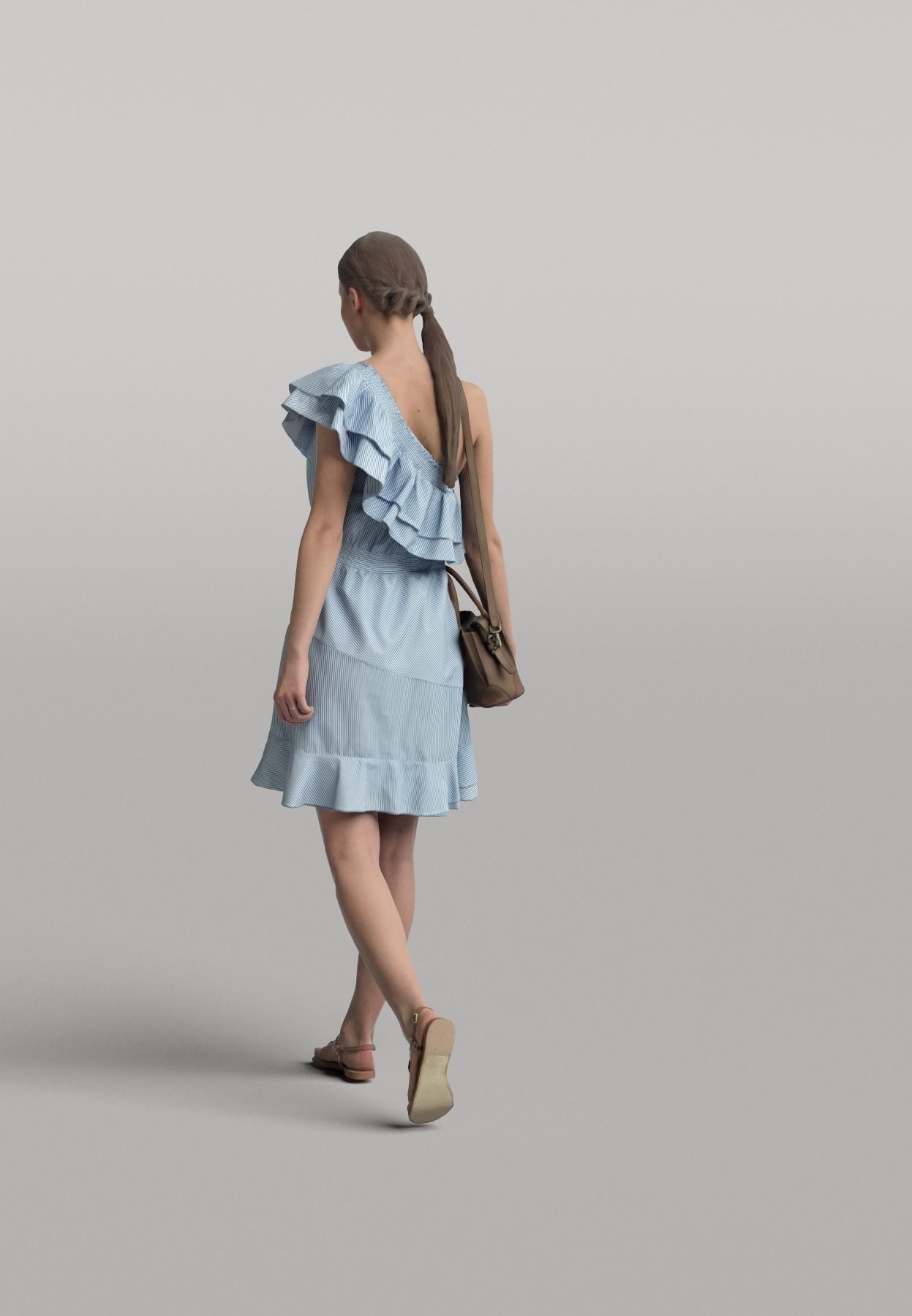 Humano Casual woman standing and walking 0401 3D model_2