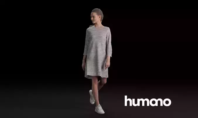 Humano Casual woman walking and looking back 0409 3D model