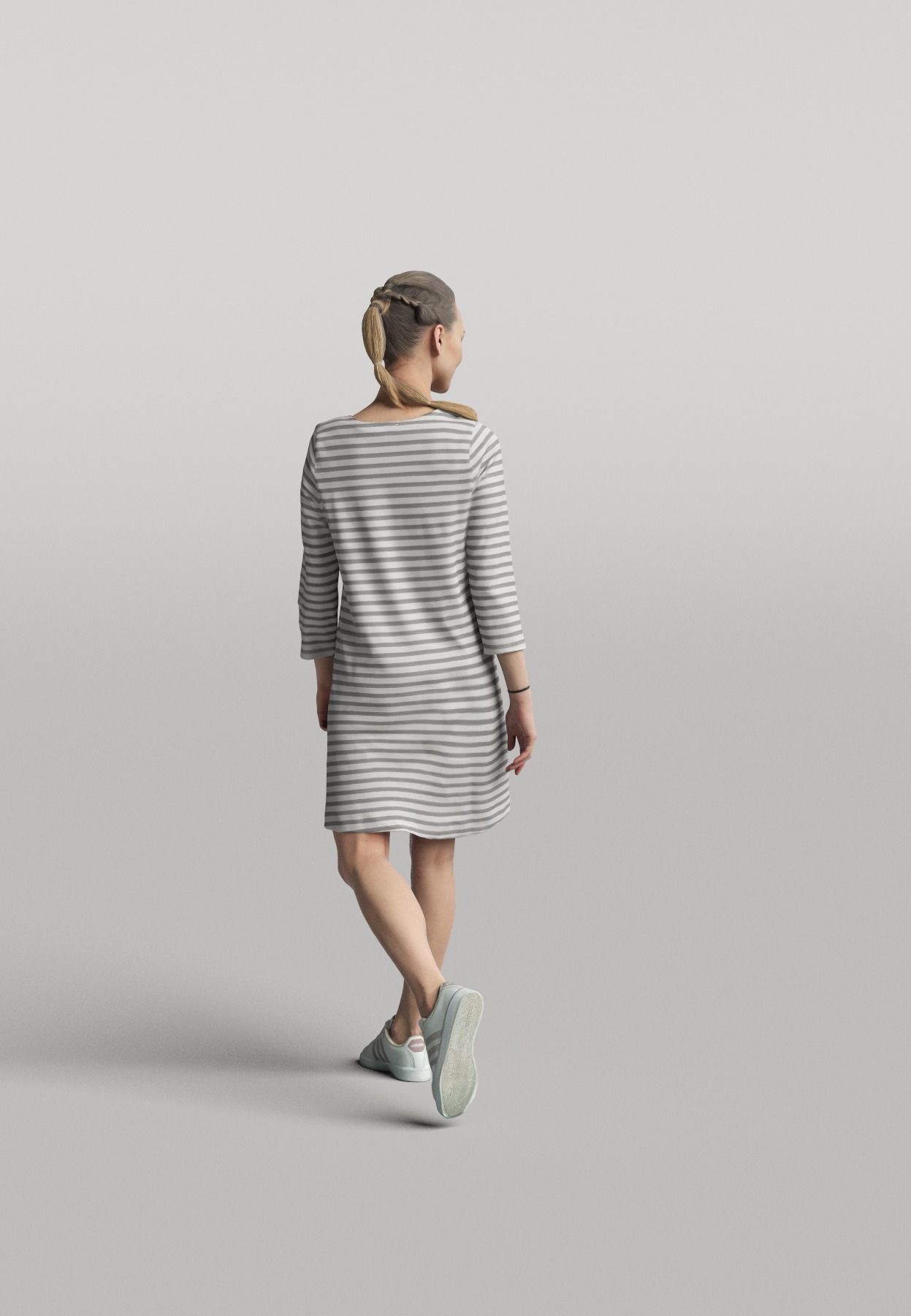 Humano Casual woman walking and looking back 0409 3D model_2