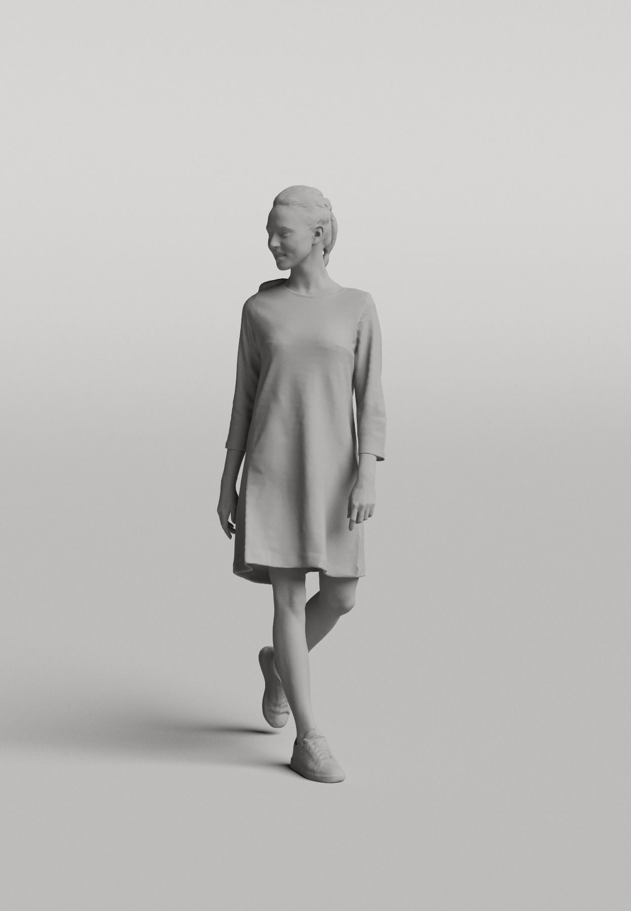 Humano Casual woman walking and looking back 0409 3D model_3