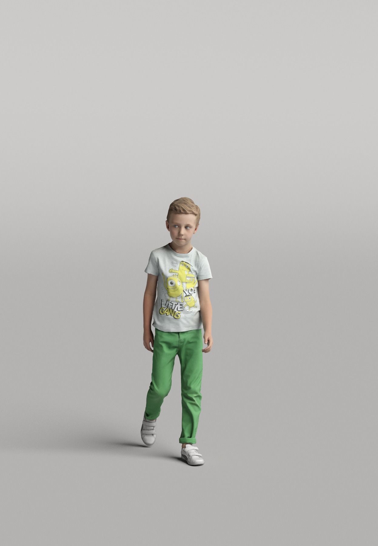 Humano Casual child standing and walking 0412 3D model_1