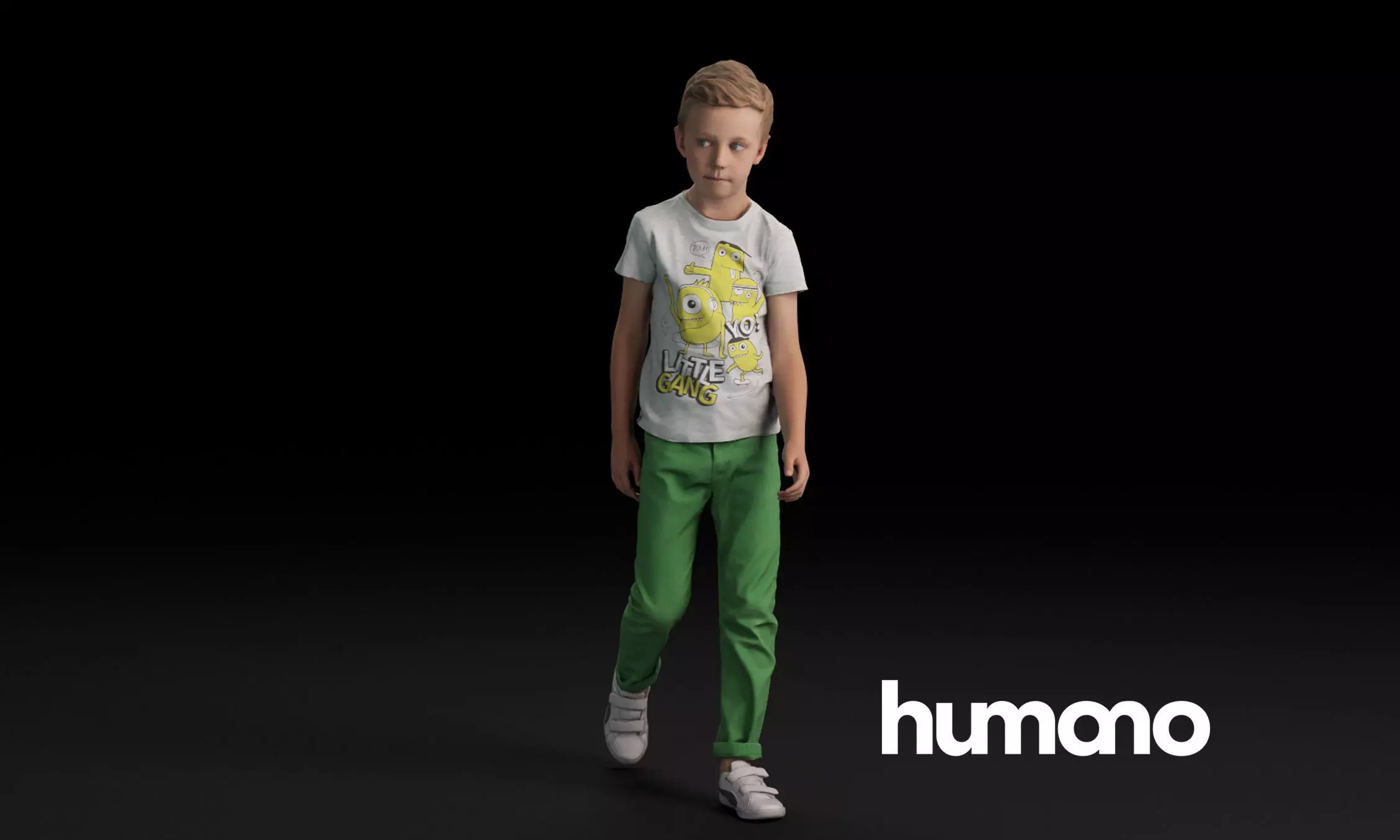 Humano Casual child standing and walking 0412 3D model_0