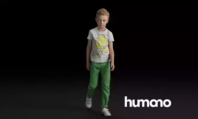 Humano Casual child standing and walking 0412 3D model