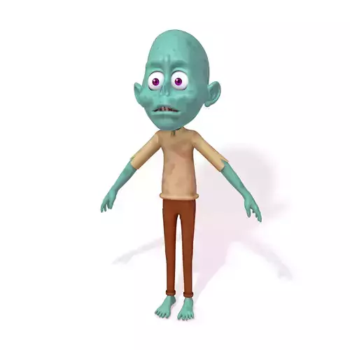 Zombie with eyes and pants 3D model