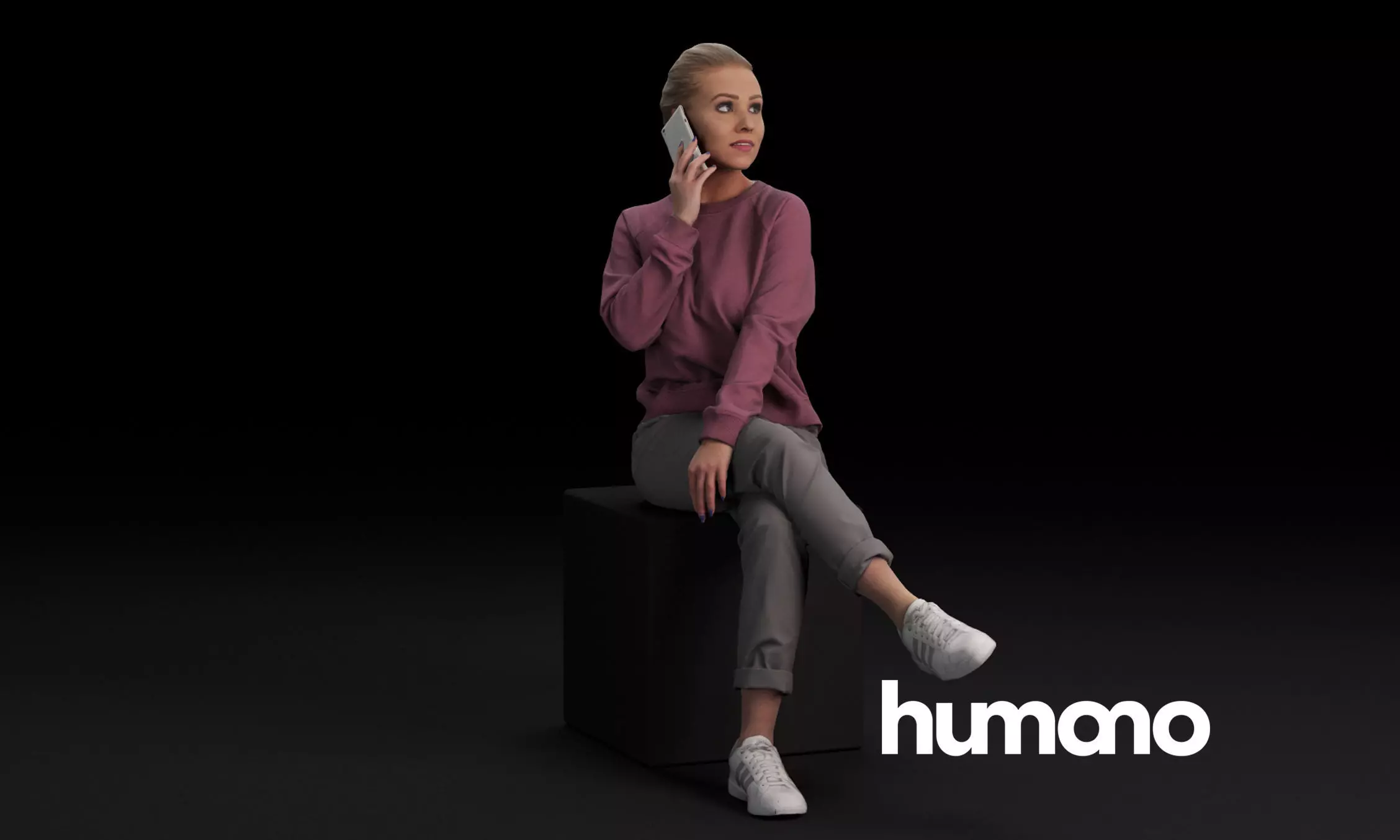 Humano Casual woman sitting and calling 0413 3D model_0