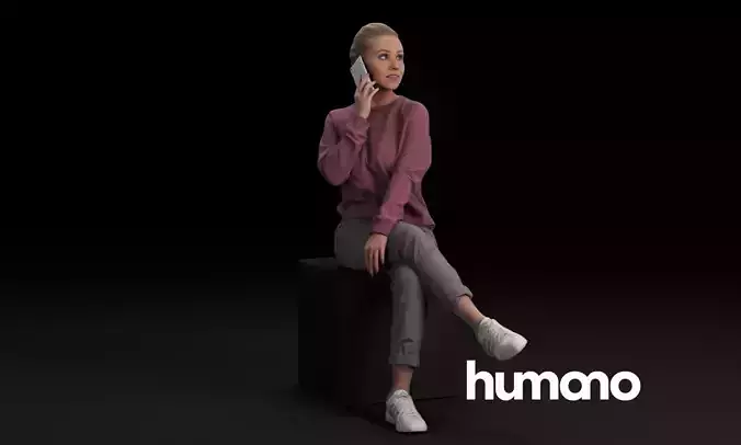 Humano Casual woman sitting and calling 0413 3D model