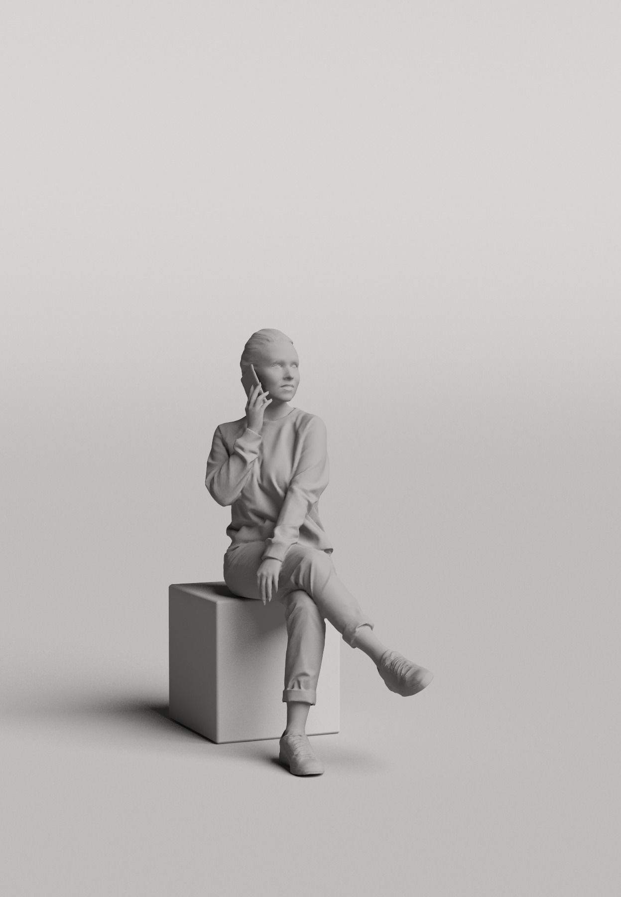 Humano Casual woman sitting and calling 0413 3D model_3