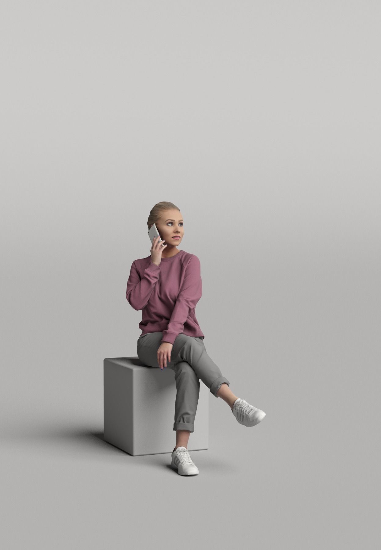 Humano Casual woman sitting and calling 0413 3D model_1