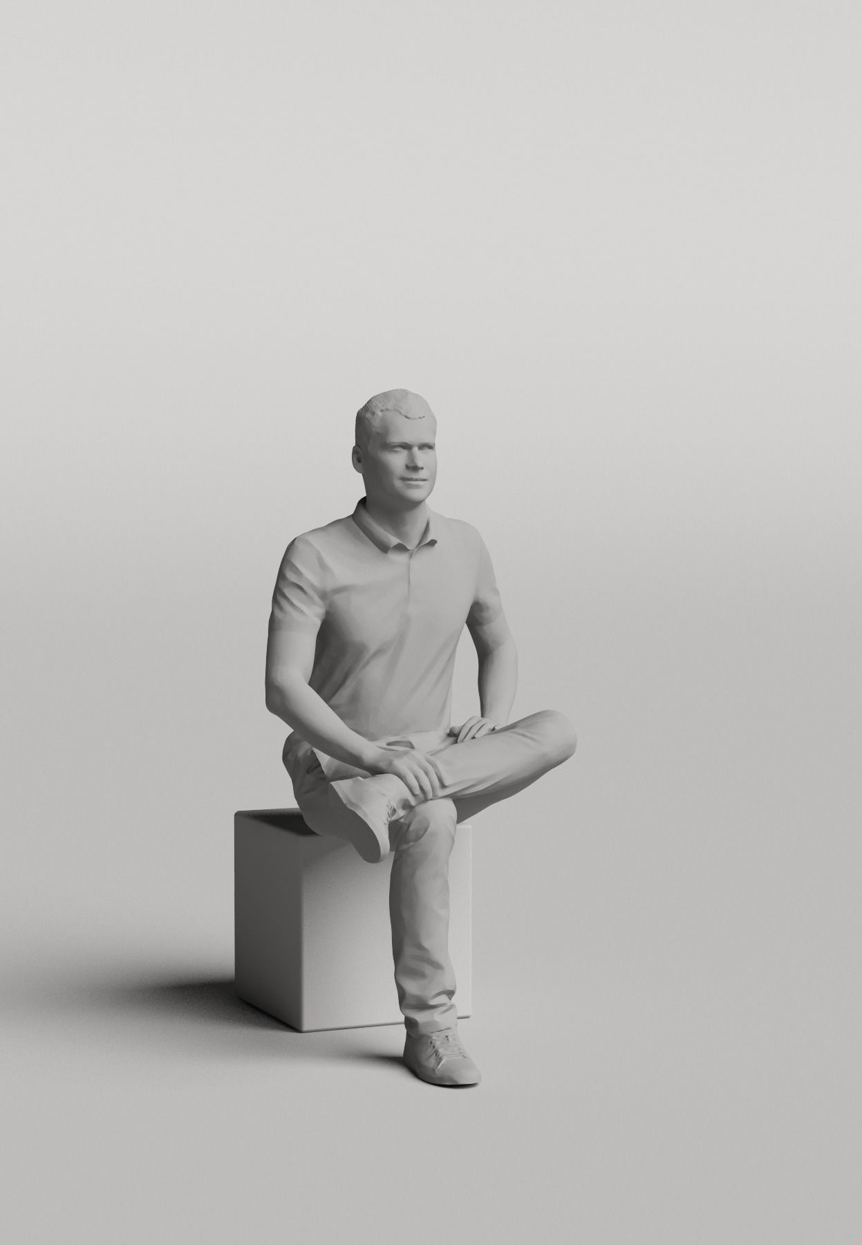 Humano Casual man sitting and looking 0414 3D model_3