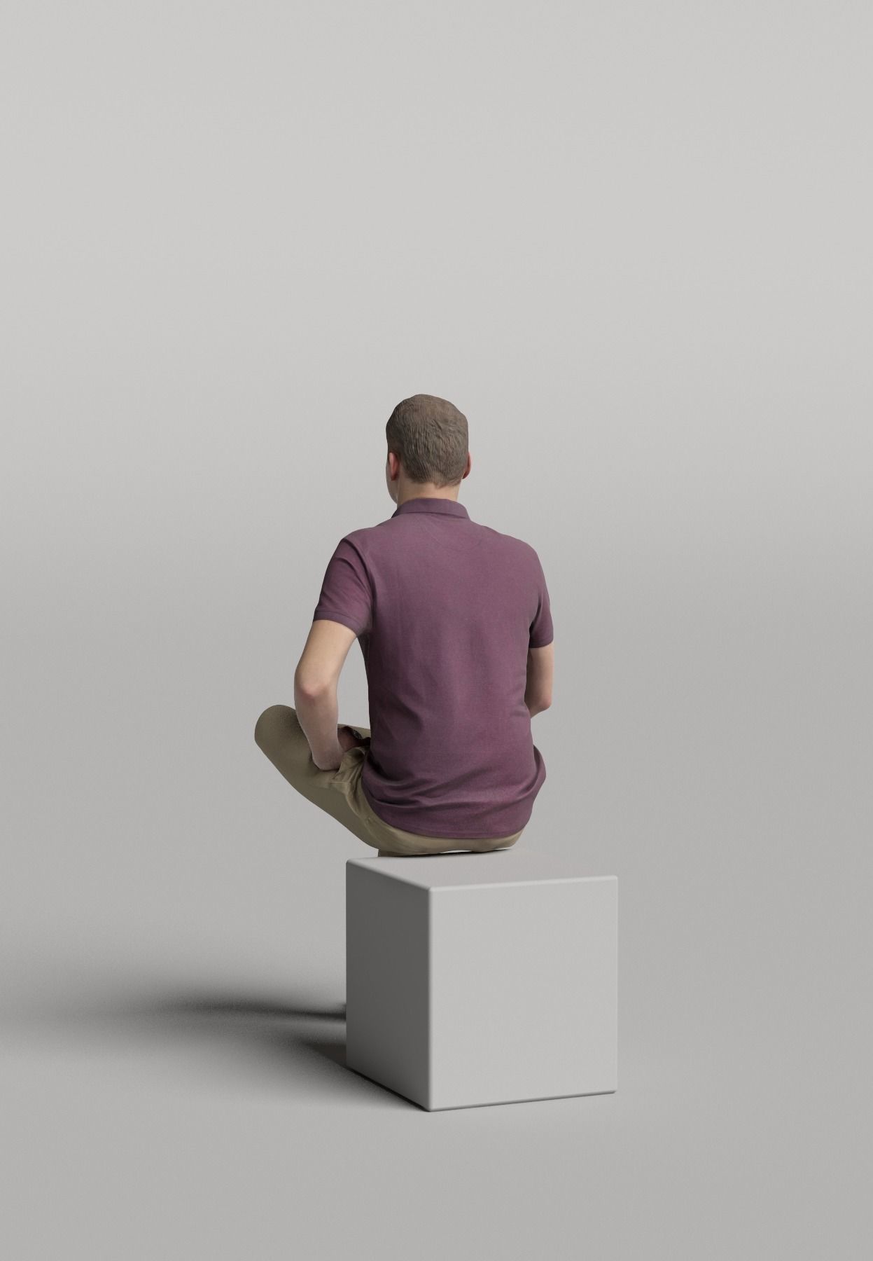 Humano Casual man sitting and looking 0414 3D model_2