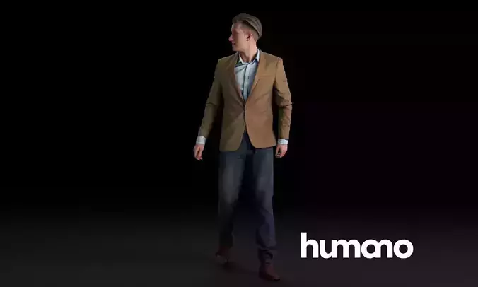 Humano Smart-casual man standing and walking 0416 3D model