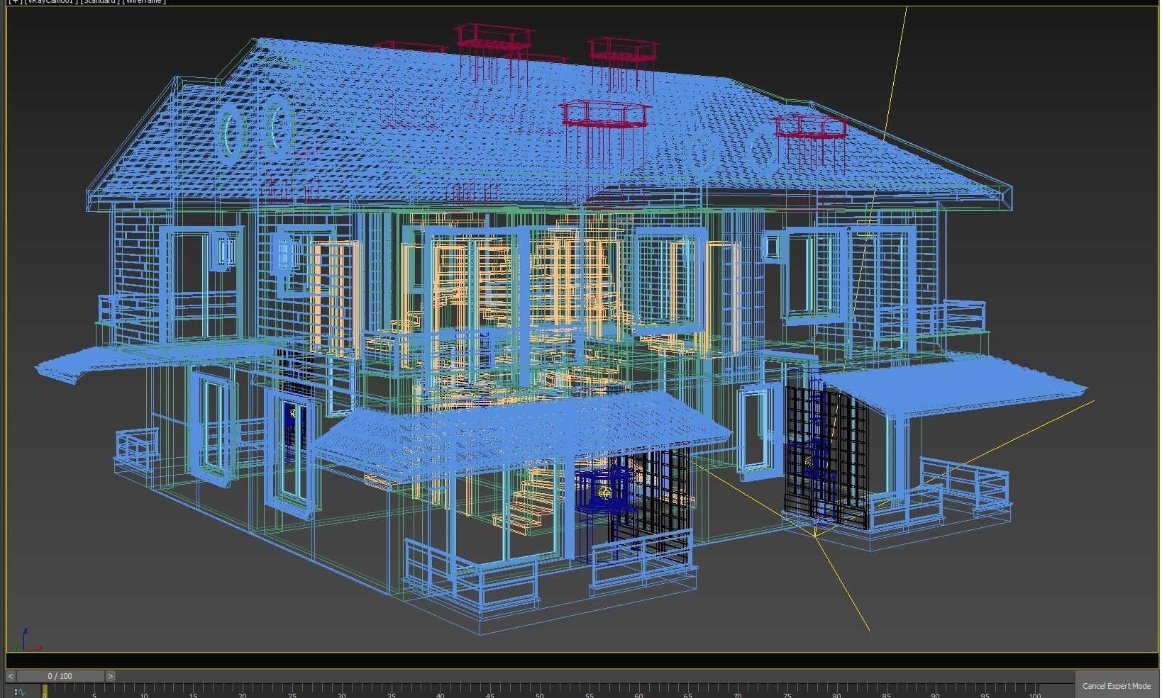 Villa Model two story house with roof 3D model_4