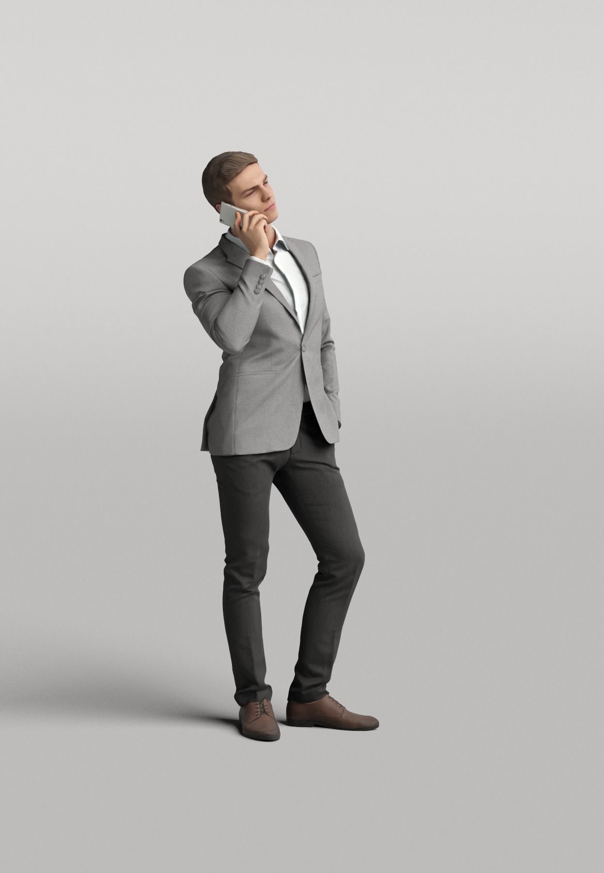 Humano Smart-casual man standing and calling 0418 3D model_1