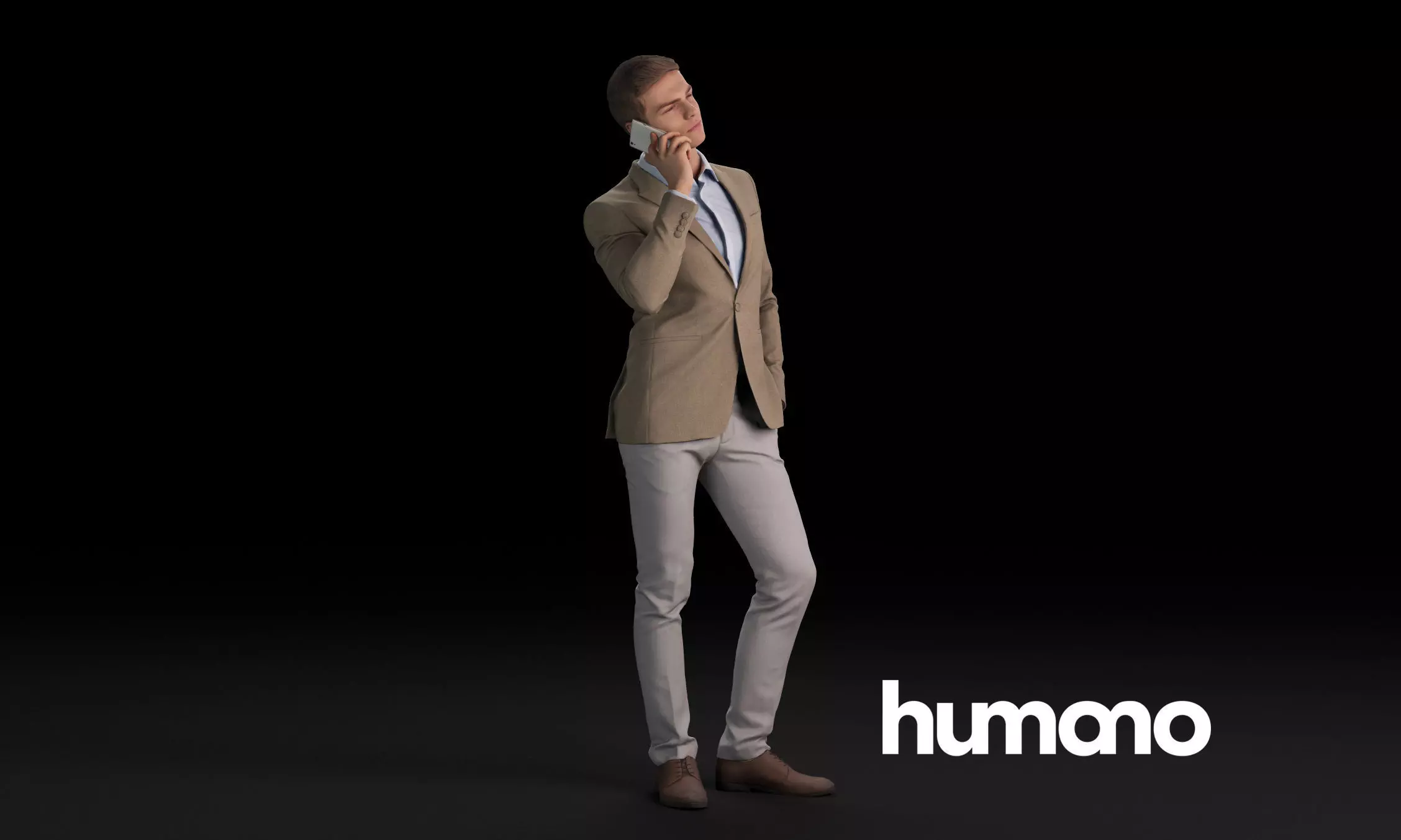 Humano Smart-casual man standing and calling 0418 3D model_0
