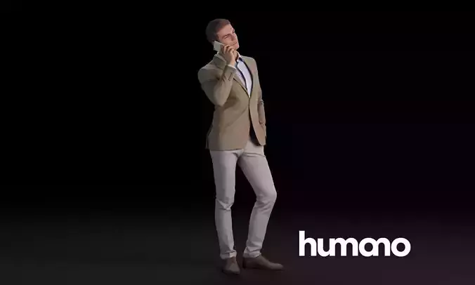 Humano Smart-casual man standing and calling 0418 3D model