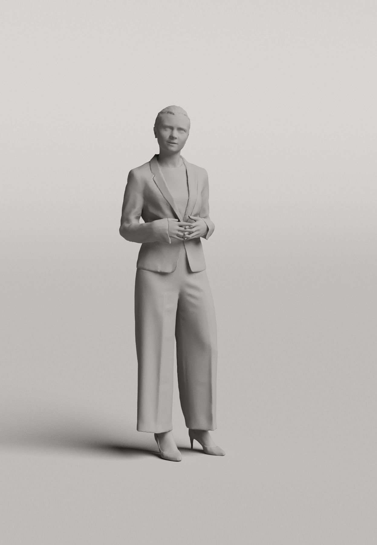 Humano Casual woman standing and looking 0419 3D model_3