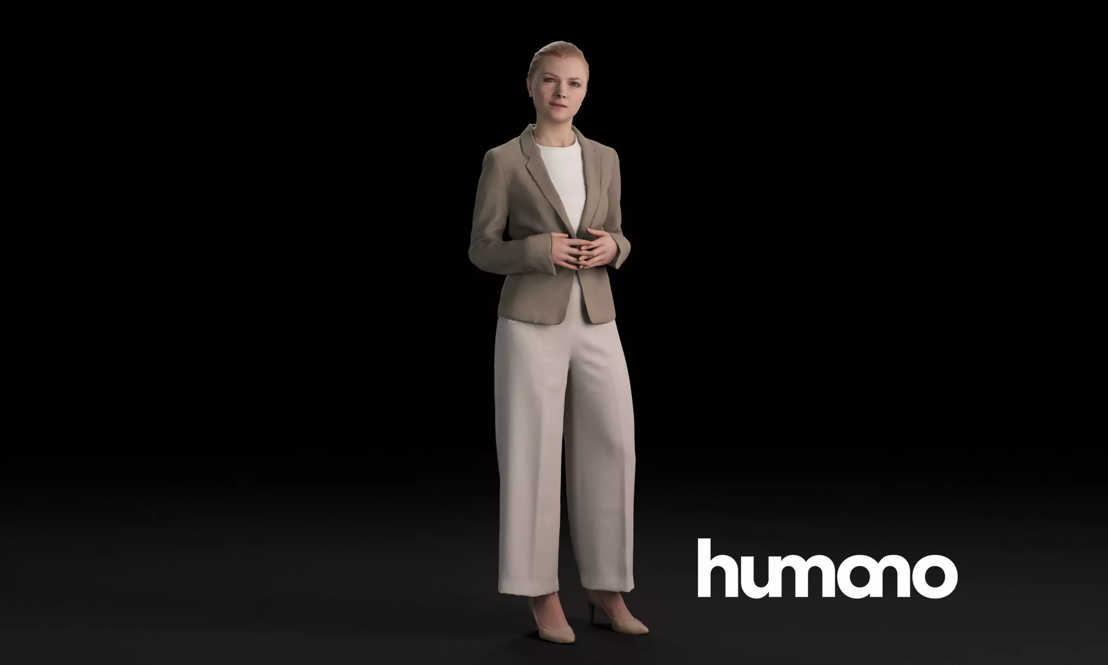 Humano Casual woman standing and looking 0419 3D model_0