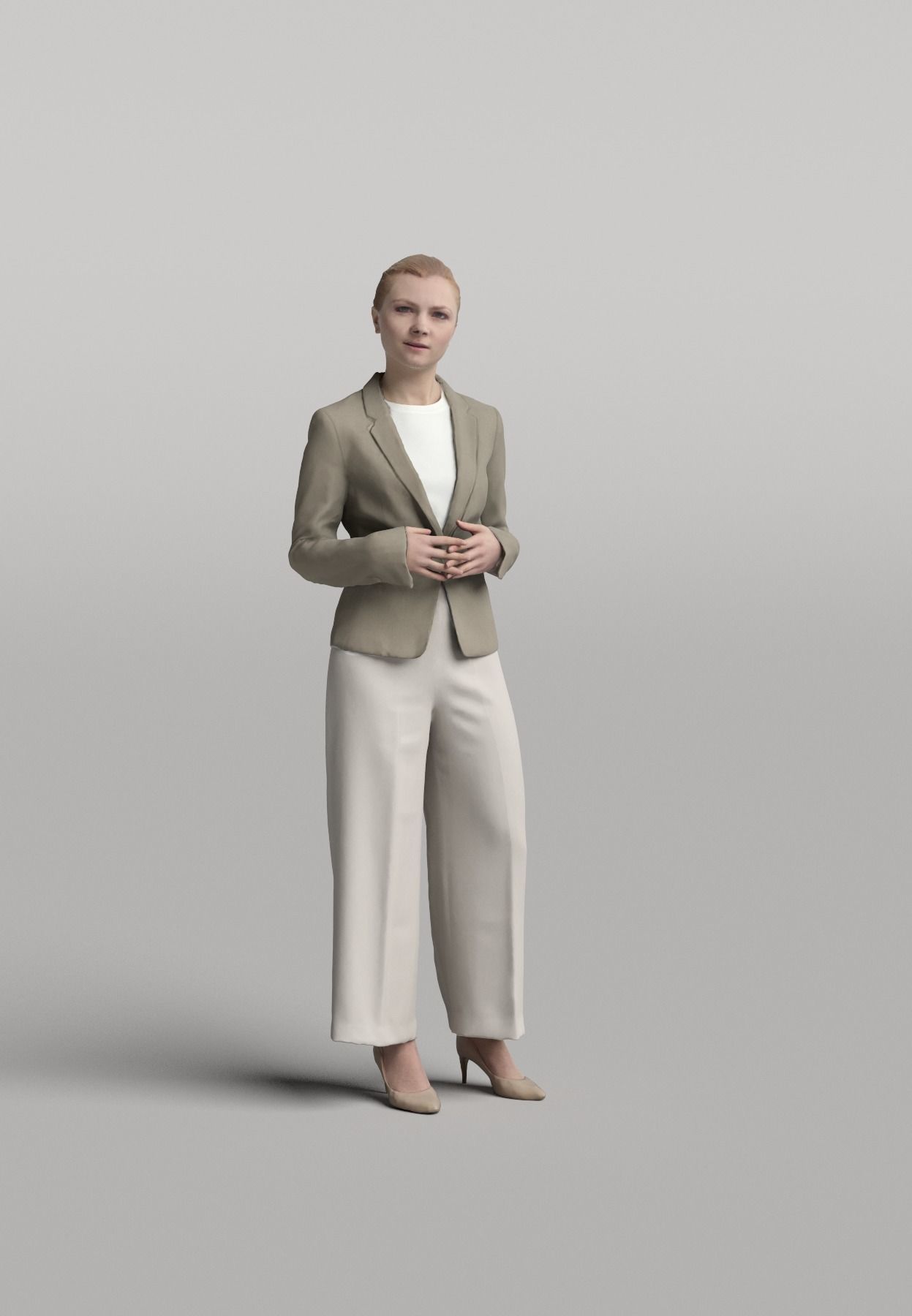 Humano Casual woman standing and looking 0419 3D model_1