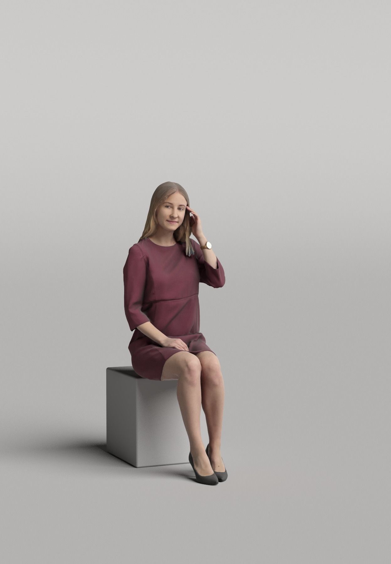 Humano Casual woman standing and walking 0420 3D model_1